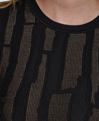 Women's Long-Sleeve Double Layer Mixed Stitch Sweater