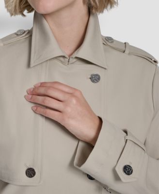 Women's Notch Collar Cropped Trench Coat
