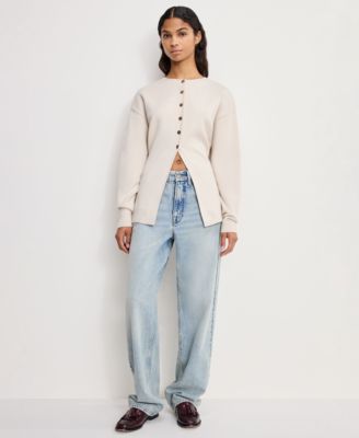 Women's Crewneck Long-Sleeve Cardigan Sweater