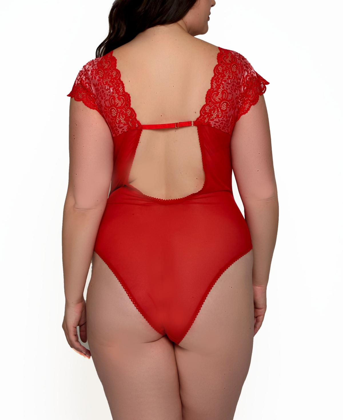 iCollection Plus Lace Mesh Panel Bodysuit Lingerie