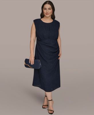 Donna Karan New York - Plus Size Jewel Neck Midi Dress