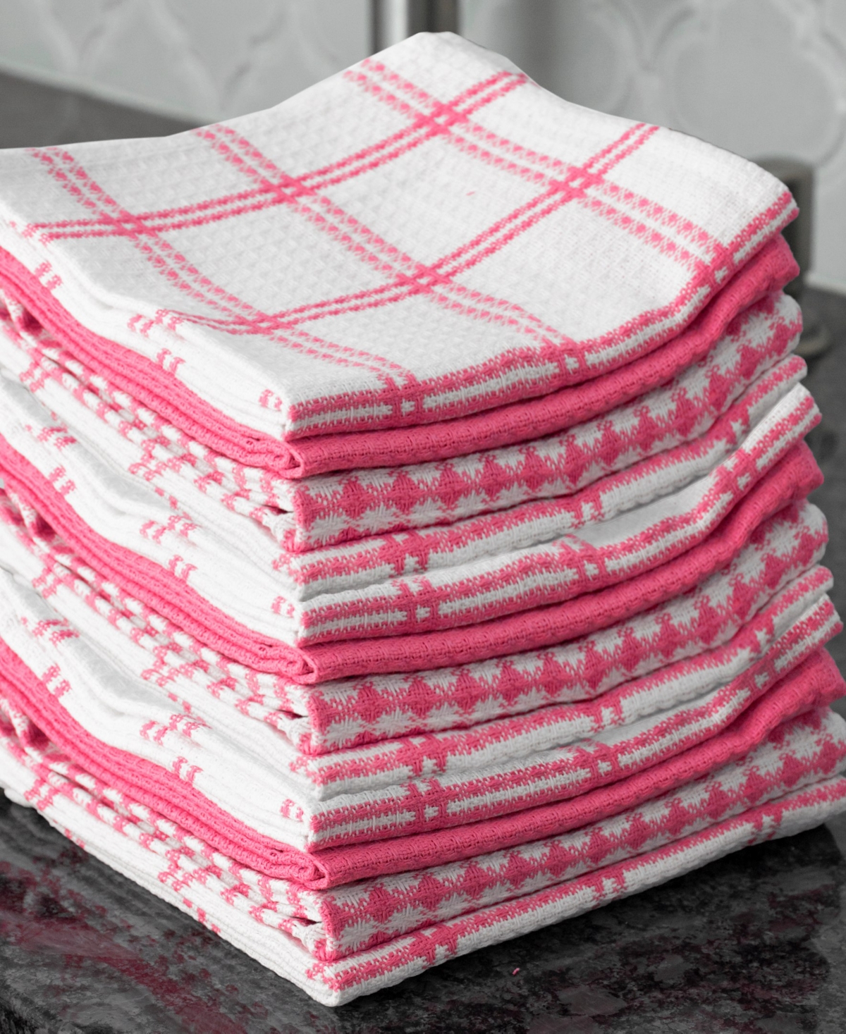 T-Fal Coordinating Flat Waffle Weave Cotton Dish Cloths, Set of 12