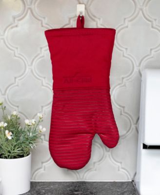 Ribbed Silicone Cotton Twill Potholders Oven Mitts, Set of 4