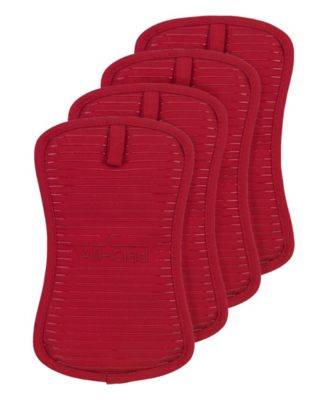 Ribbed Silicone Cotton Twill Potholders, Set of 4
