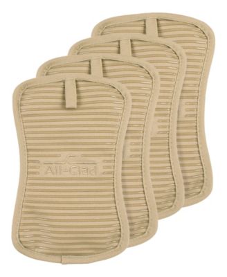 Ribbed Silicone Cotton Twill Potholders, Set of 4