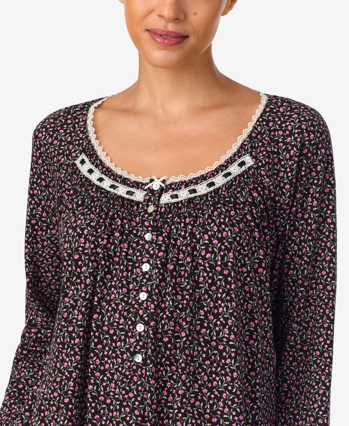 Aria Women's Long Sleeve Brushed Cotton Ballet Nightgown In Multi