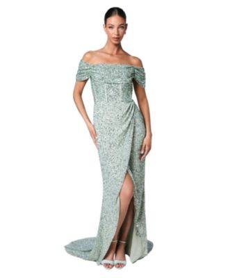 Women's Sequin Bardot Maxi Bridesmaid Dress