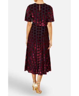 Women's Velour Spot Midi Skater Dress