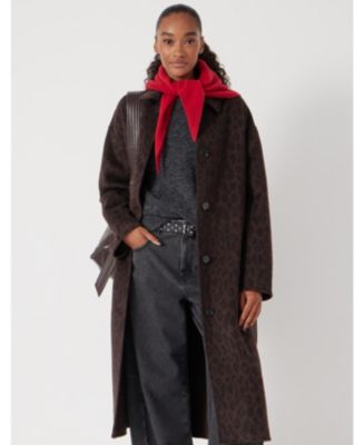 Hush Women's Edie Pure Wool Leopard Double Faced Coat - Macy's