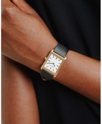 Women's 'Virgil' 1736b Black Leather Strap Watch, 26mm