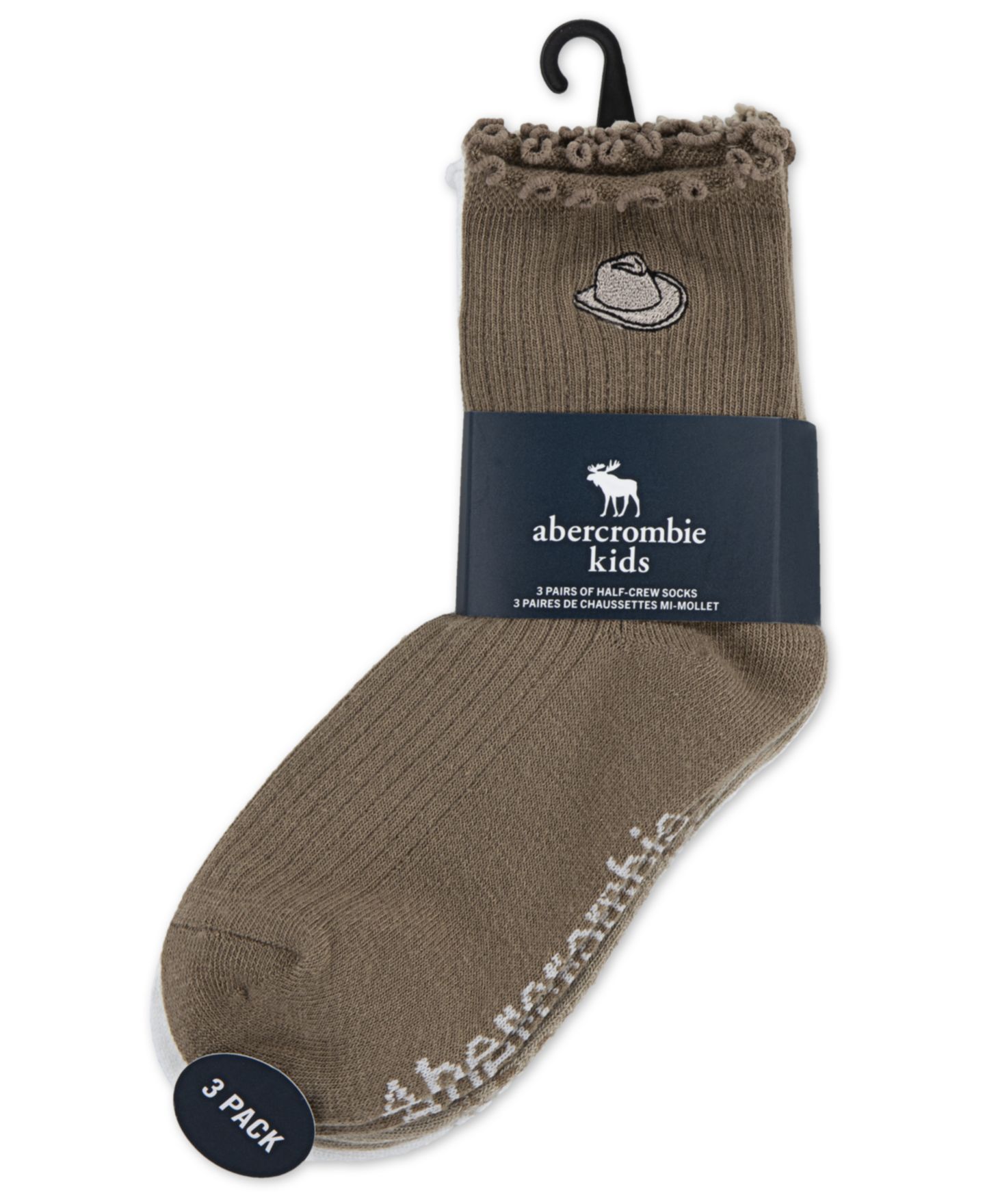 Носки Lettuce для детей, средней высоты, 3 шт. — abercrombie kids, цвет: Коричневый / Серо-коричневый — фото 3
