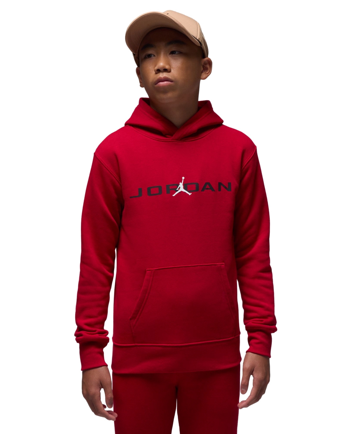 Jordan Boys 8-18 Baseline Pull On Long Sleeve Hoodie - Gym Red