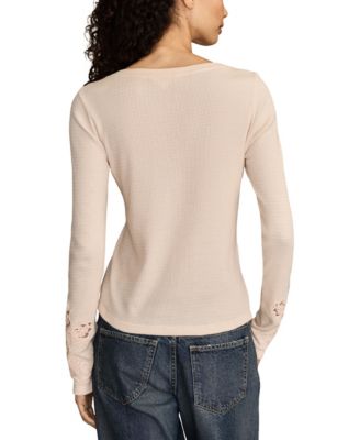 Women's Cutwork Notch Neck Top