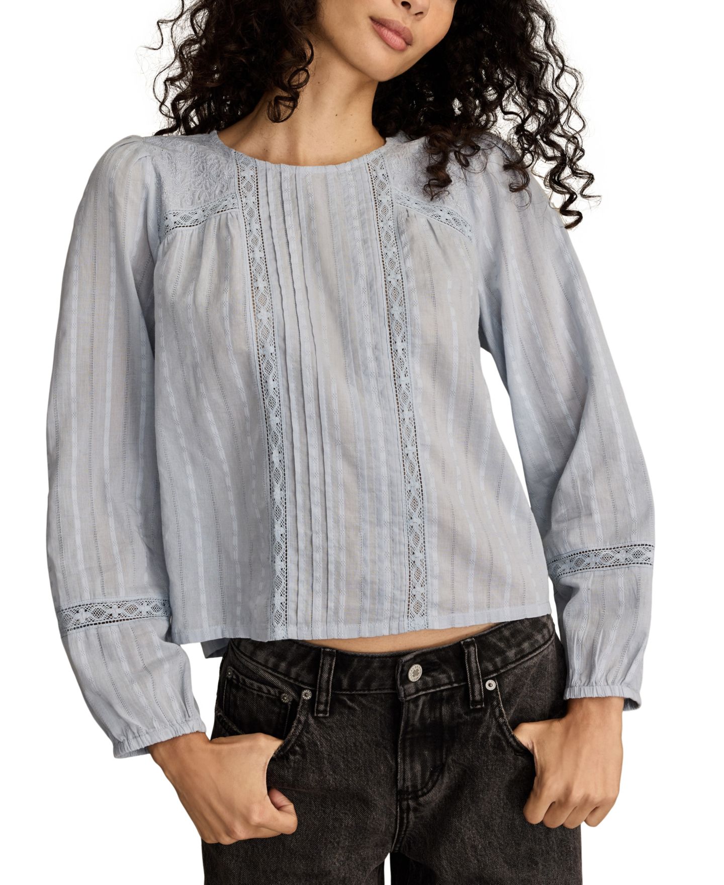 Женский топ Lucky Brand Long-Sleeve Novelty Femme, цвет: Синий — фото 1
