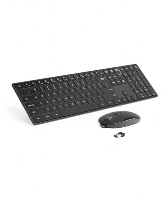 Wireless Keyboard and Mouse Combo- 2.4GHz Wireless Connection, Ultra Slim Silent Mouse and Keyboard, Adjustable 1600 DPI, Black