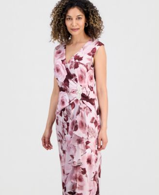 Petite Floral Print Sleeveless Gown