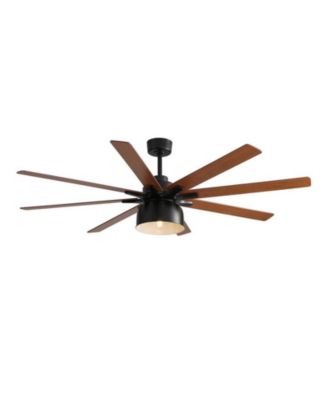 52-inch Modern Black 8-Blade Ceiling Fan with Remote Control and Timing Function