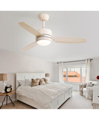 46-inch Modern Beige 3-blade Ceiling Fan with LED Light with Six-speed Remote Control