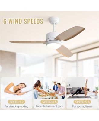 46-inch Modern White 3-blade Ceiling Fan with LED Light with Six-speed Remote Control