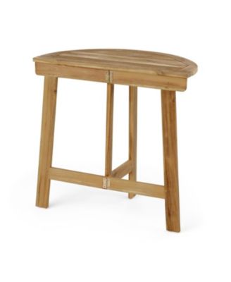 Outdoor Acacia Wood 3 Piece Half Round Folding Bistro Set Natural