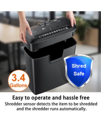 8-Sheet Strip-Cut Shredder for Home Office, Shreds CDs/Credit Cards, with Overheat Protection and 3.4-Gallon Wastebasket