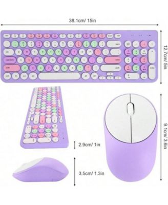 Wireless Keyboard and Mouse Combo, Typewriter Keyboard with Round Keycaps, 2.4GHz Wireless Keyboard Mouse for Computer, Desktop, Laptop