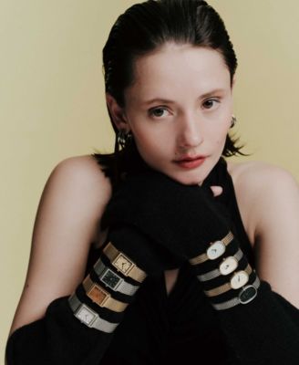 Women's 'Jane Tethered' Gold and Stainless Steel Mesh Watch, 18mm