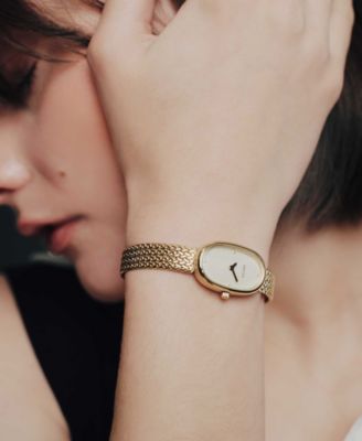 Women's 'Jane Tethered' Gold Stainless Steel Mesh Watch, 18mm