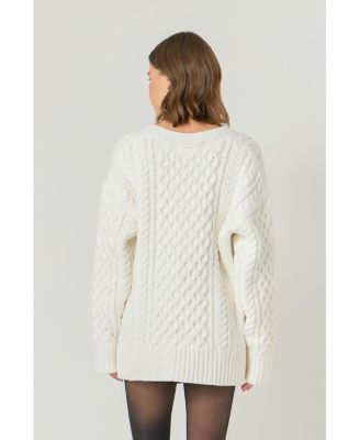 Women's Oversized Cable Knit Cardigan