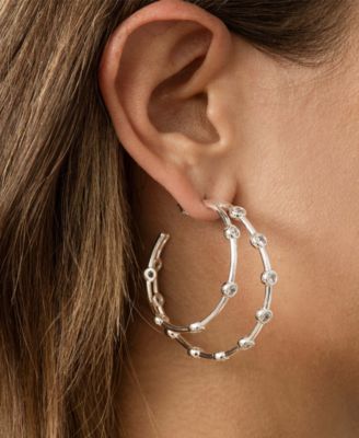 Silver Plated Double Sparkle Hoop Earrings