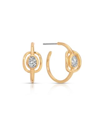 Gold Plated Crystal Cage Hoop Earrings