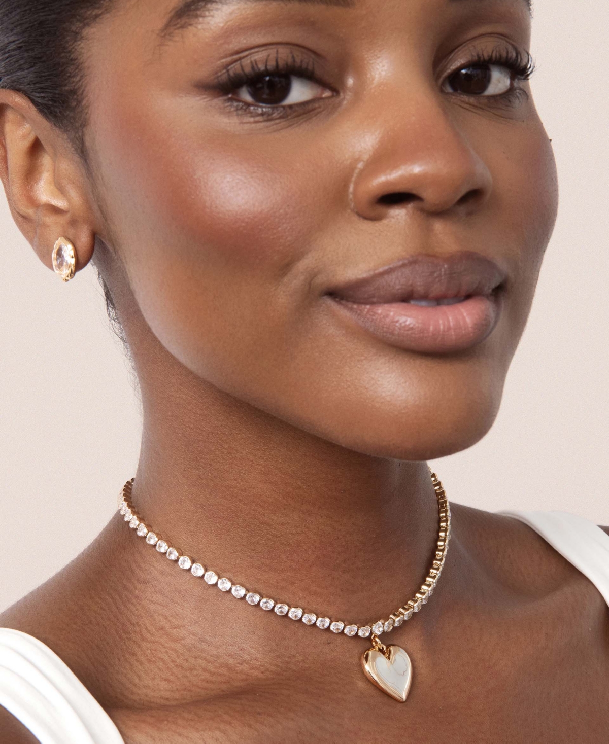 Ettika Luminous Love Tennis Necklace In Gold