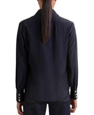 Women's Silk Embossed-Button Shirt