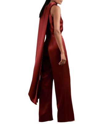 Women's Satin Cape-Sash Jumpsuit