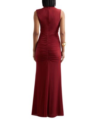 Women's Sheer Ruched Maxi Dress