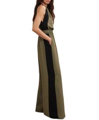 Color Block Gathered Wide-Leg Jumpsuit