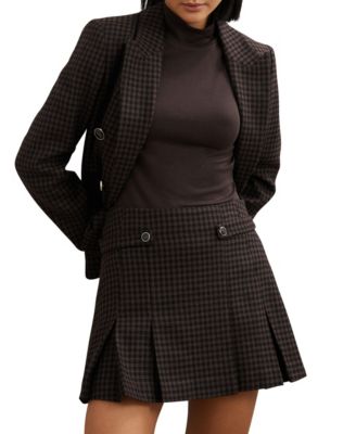 REISS - Women's Wool-Blend Check Mini Skirt