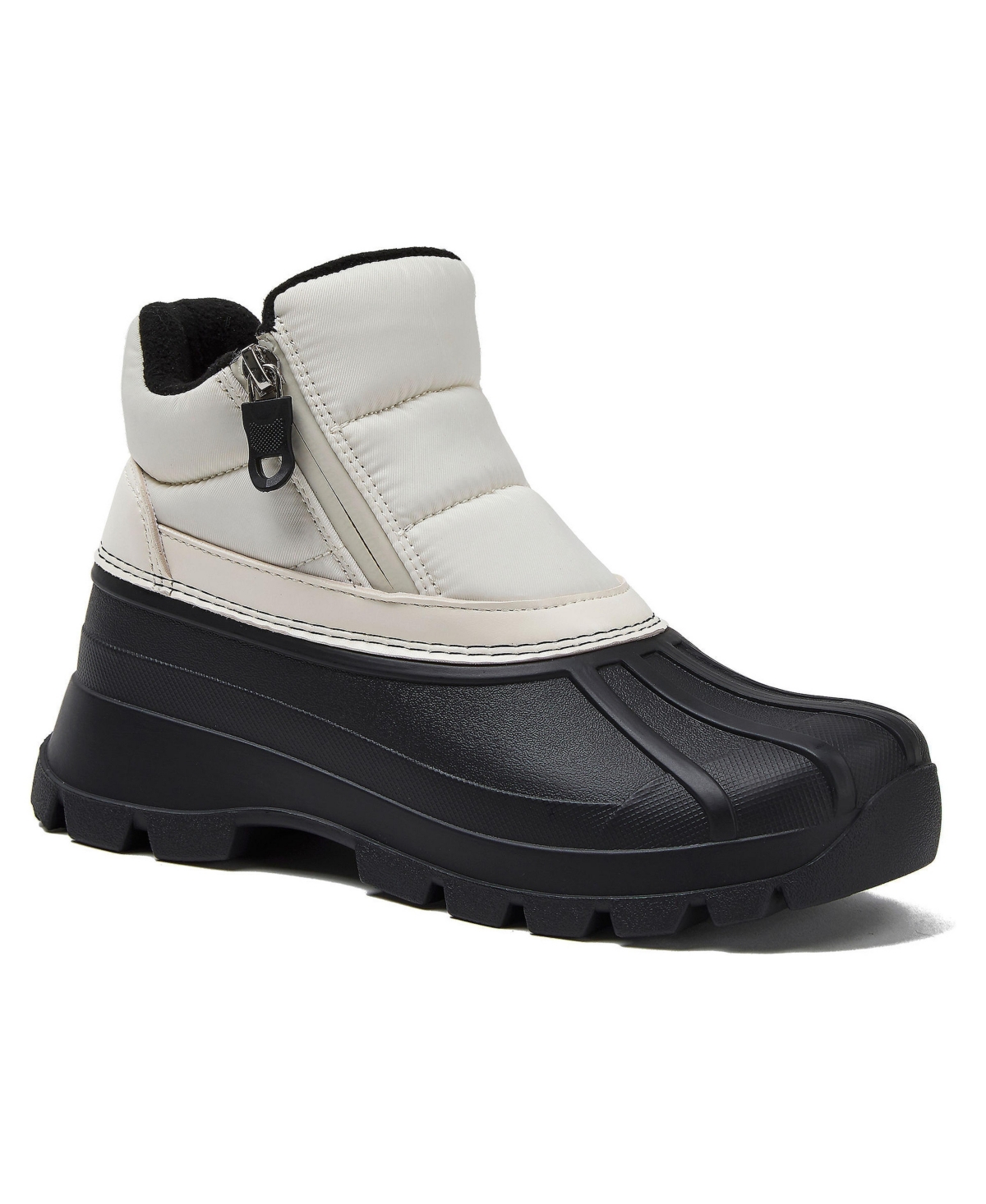 Lands' End Women's Cloud Puffer Waterproof Snow Boots - Egret/black
