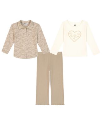 Kids Headquarters - Girls' 4-6X Long-Sleeve T-Shirt, Shacket, and Leggings, 3-Piece Set