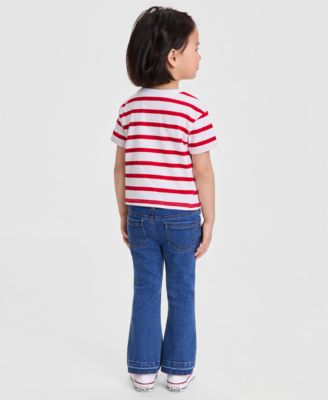 Girls' 2T-6X Minnie Mouse Short-Sleeve T-Shirt and Flare Denim Pants, 2-Piece Set