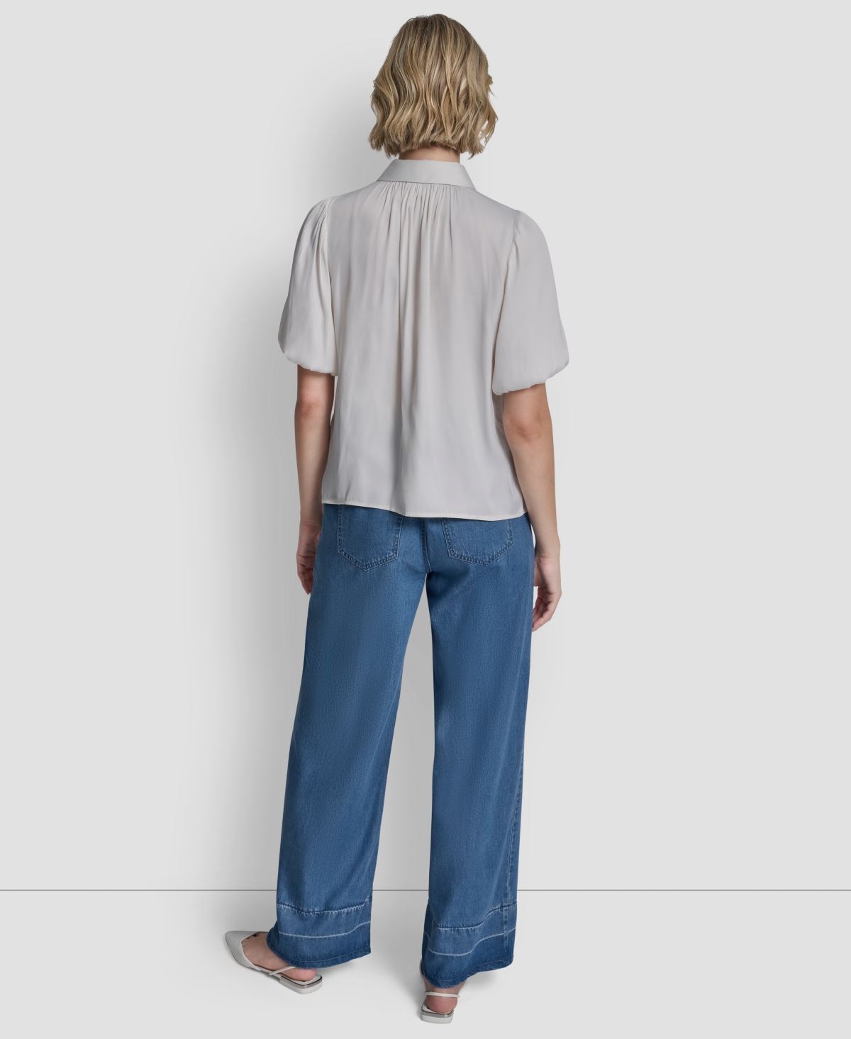 Dkny Women's Short-Sleeve Park Satin Top