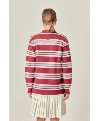 Women's Stripe Polo Mixed media Mini Dress