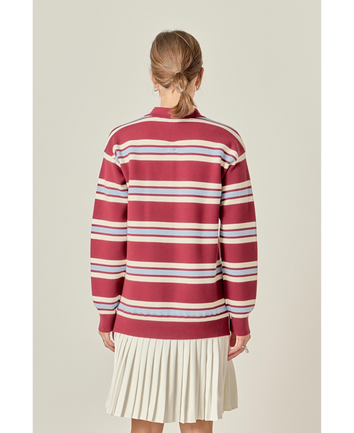 English Factory Women's Stripe Polo Mixed media Mini Dress