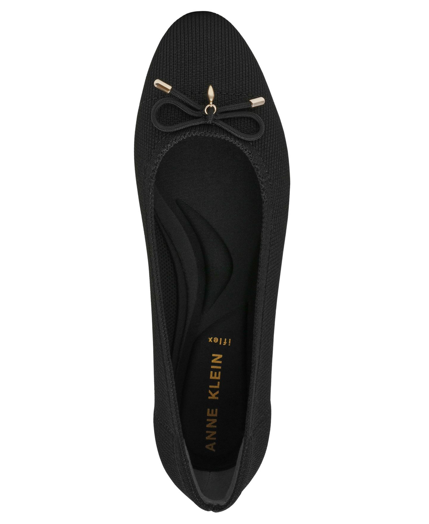 Женские балетки Anne Klein Luci Cap Toe Ballet Flats, цвет: Чёрный вязаный — фото 4