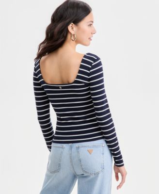 Women's Chrystle Square-Neck Striped Long-Sleeve Top