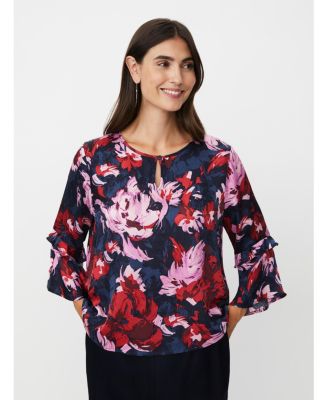 Women's MaBimelda Keyhole Detail Floral Top
