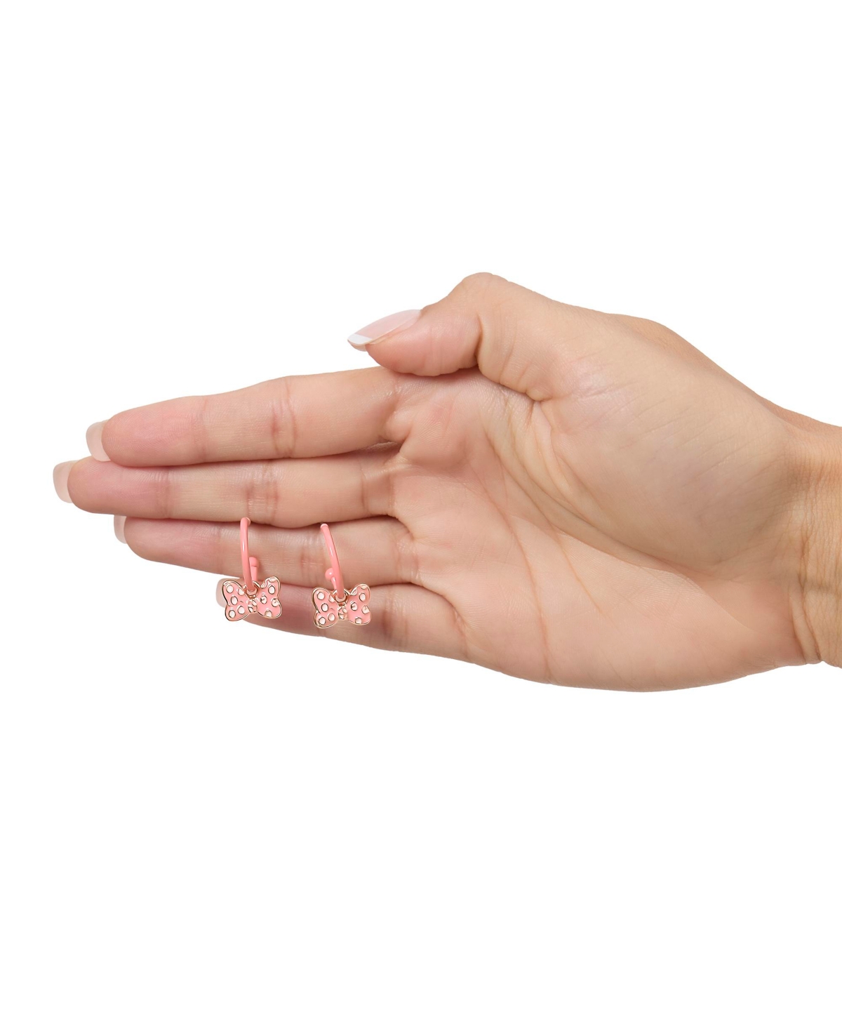 Disney Minnie Mouse Pink Bow Charm Hoop Earring Set, 3 Charms and 1 Hoop