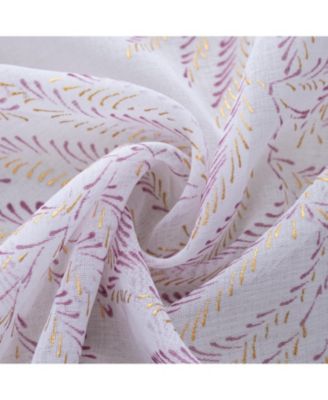 Faye Grommet Metallic Sheer Printed Doily Curtain Panel 54" x Rose