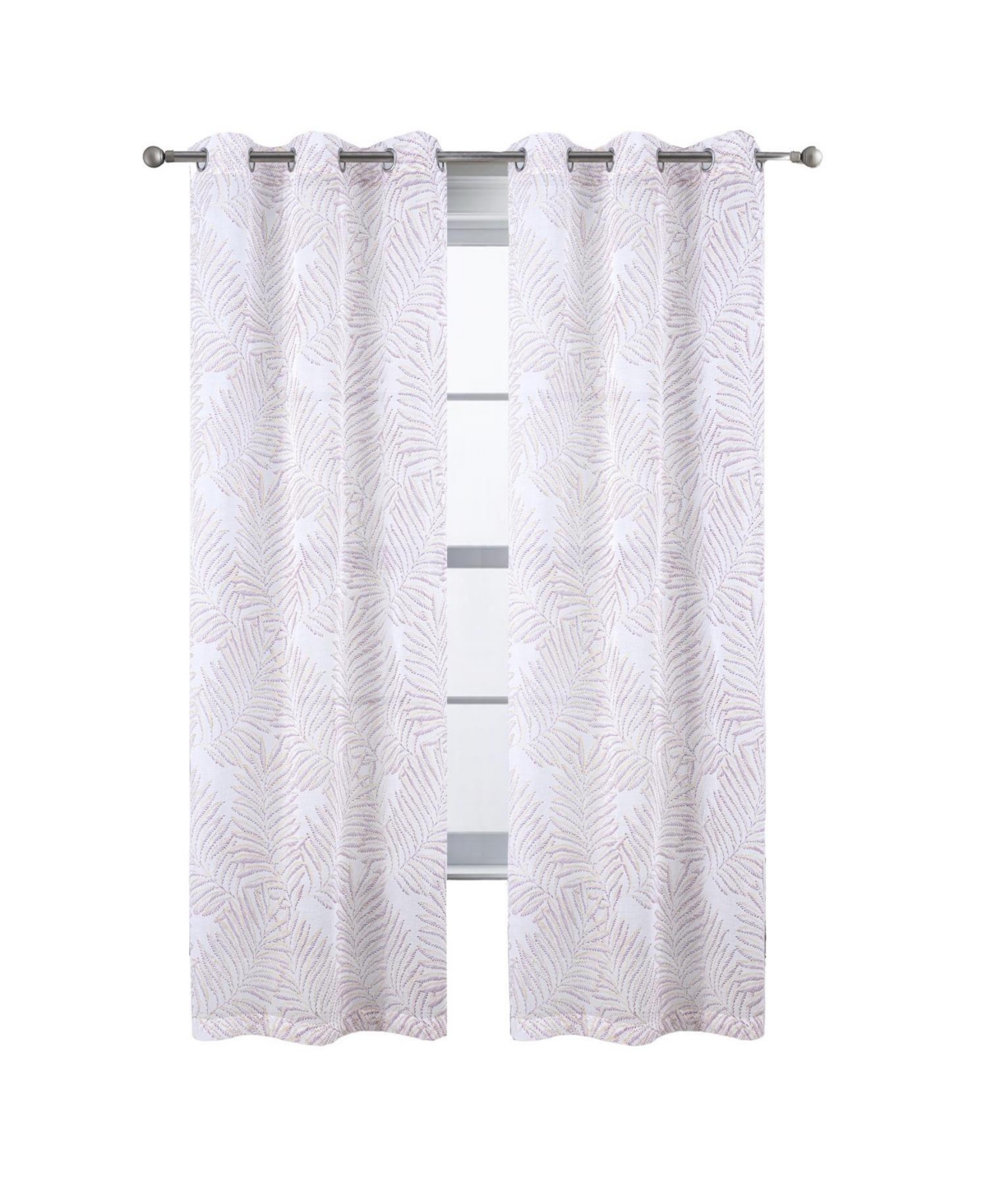 Rt Designers Collection Faye Grommet Metallic Sheer Printed Doily Curtain Panel 54" x Rose