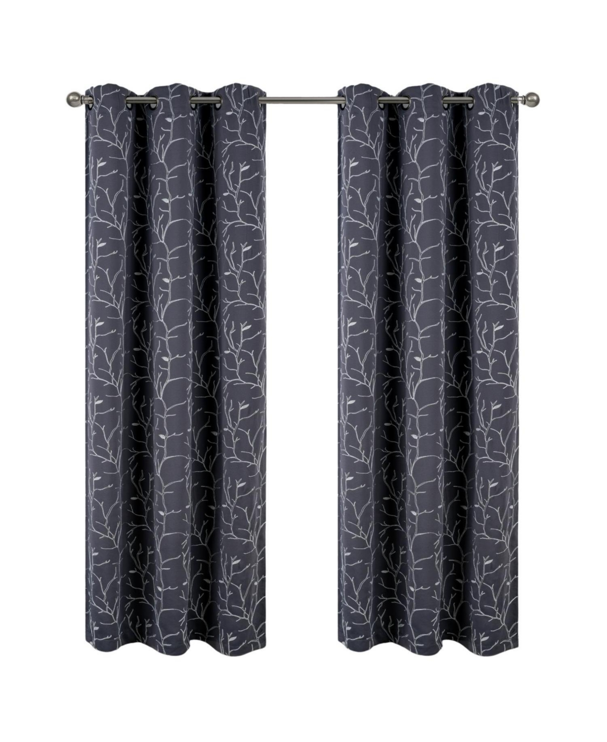Rt Designer Collection Luciana Embroidered Blackout Luxurious Decorative Grommet Curtain Panel 54" x Charcoal